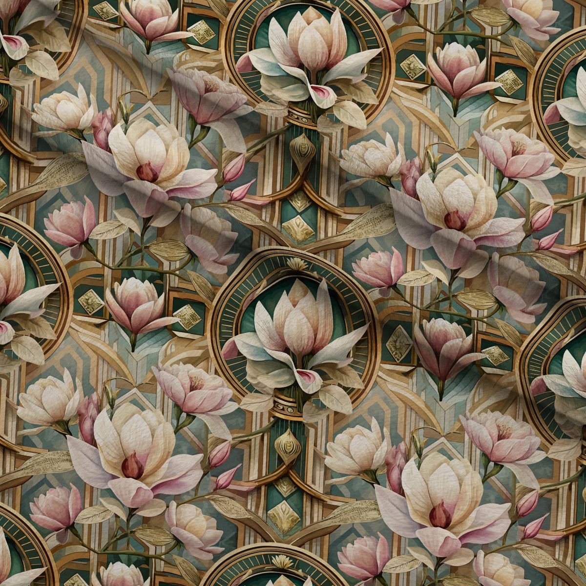 Gilded Jade Blooms Pattern 47 Minky Fabric