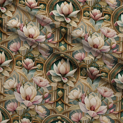 Gilded Jade Blooms Pattern 47 Minky Fabric