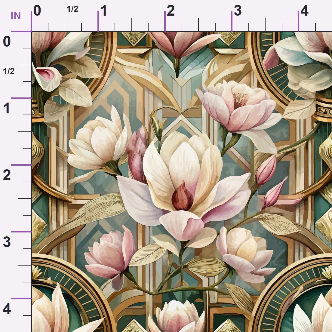 Gilded Jade Blooms Pattern 47 Minky Fabric