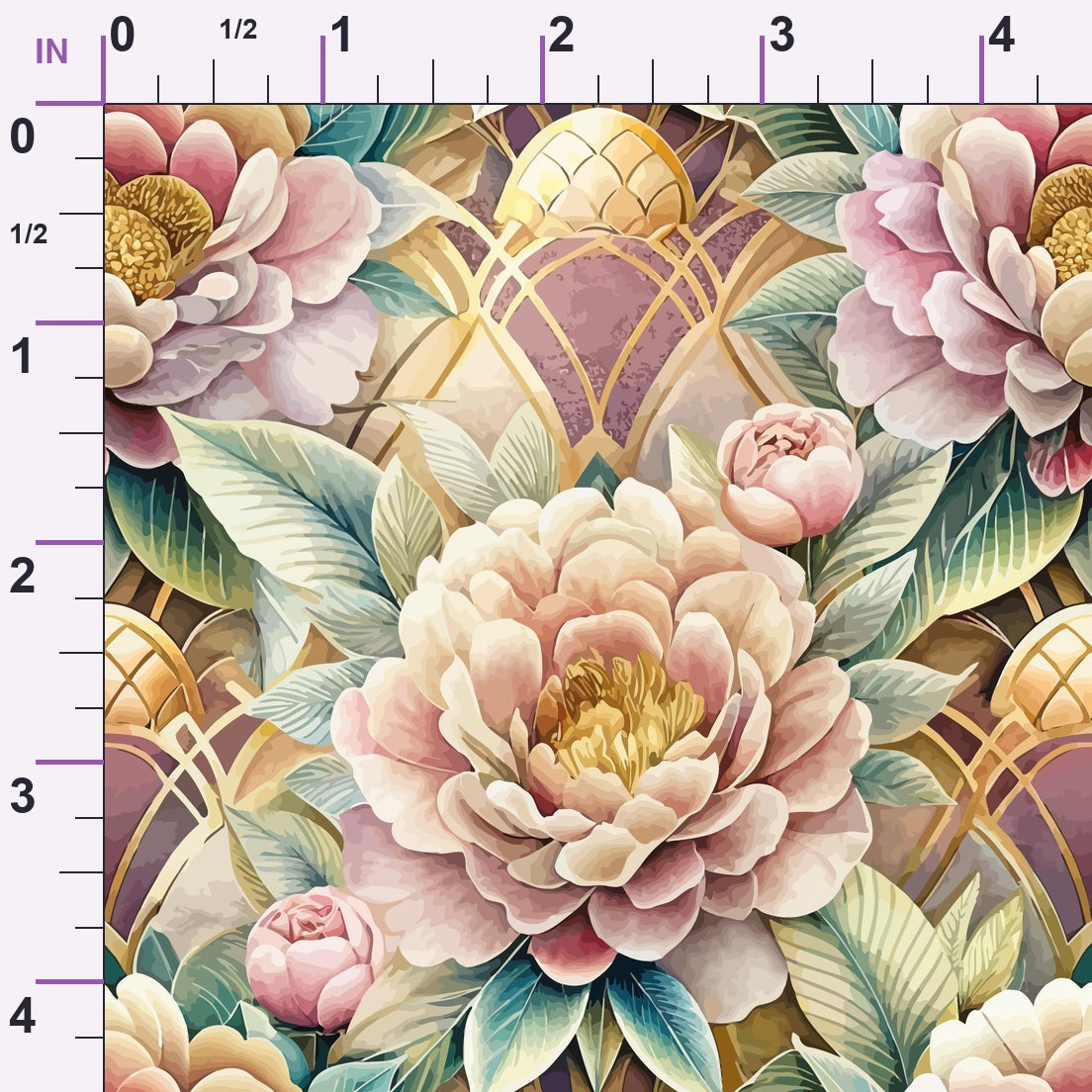 Gilded Jade Blooms Pattern 48 Minky Fabric
