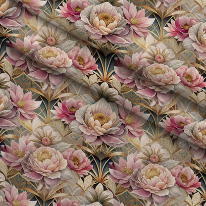 Gilded Jade Blooms Pattern 49 Minky Fabric