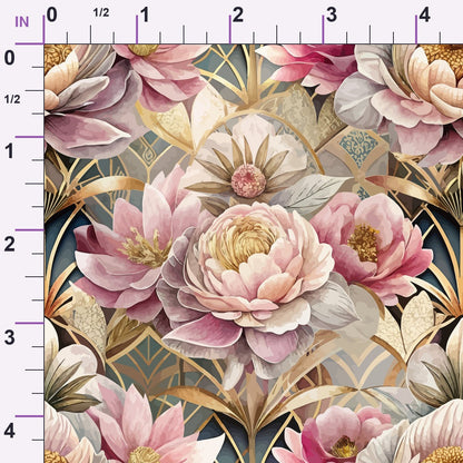 Gilded Jade Blooms Pattern 49 Minky Fabric