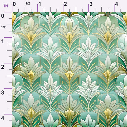 Gilded Jade Blooms Pattern 5 Minky Fabric