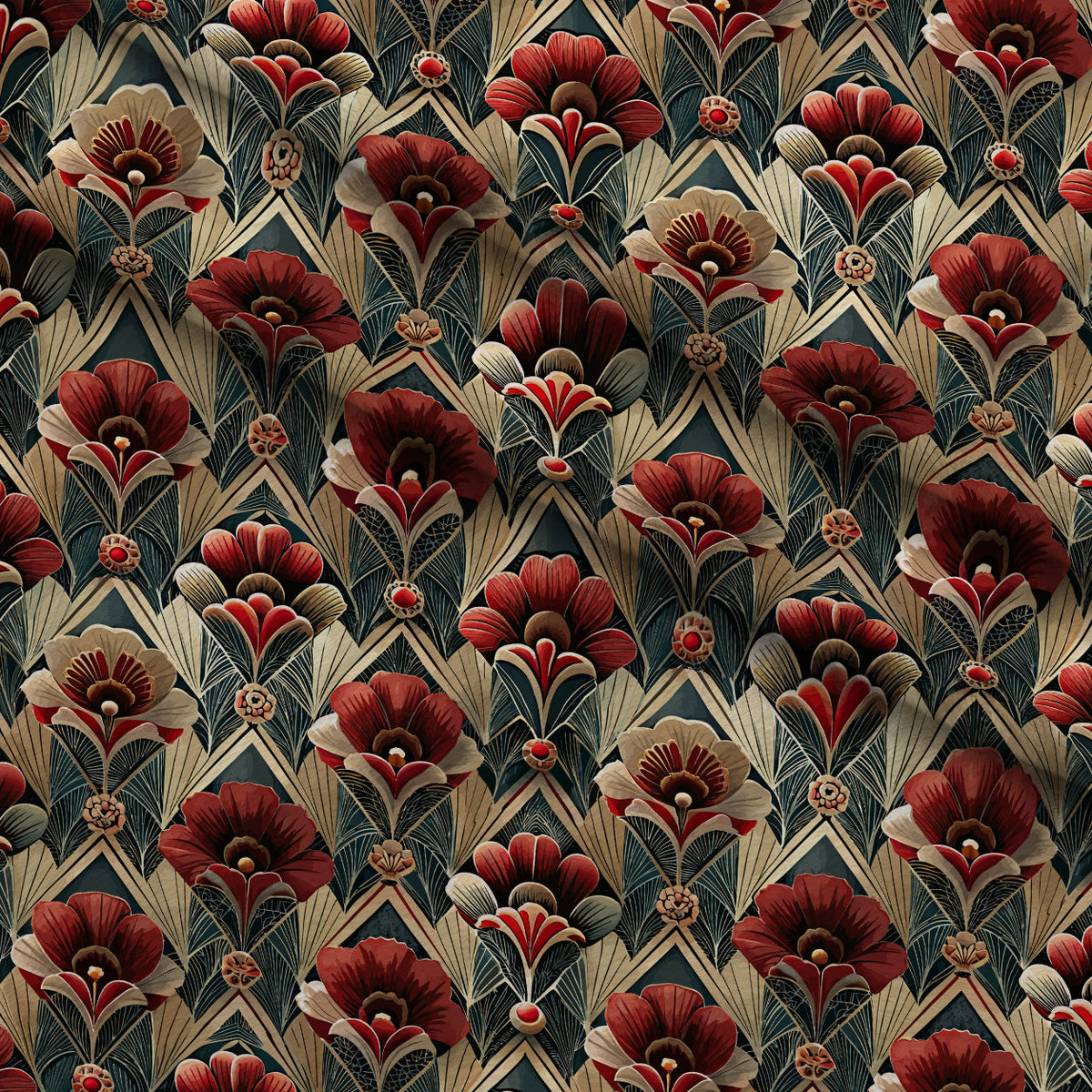 Gilded Jade Blooms Pattern 50 Minky Fabric