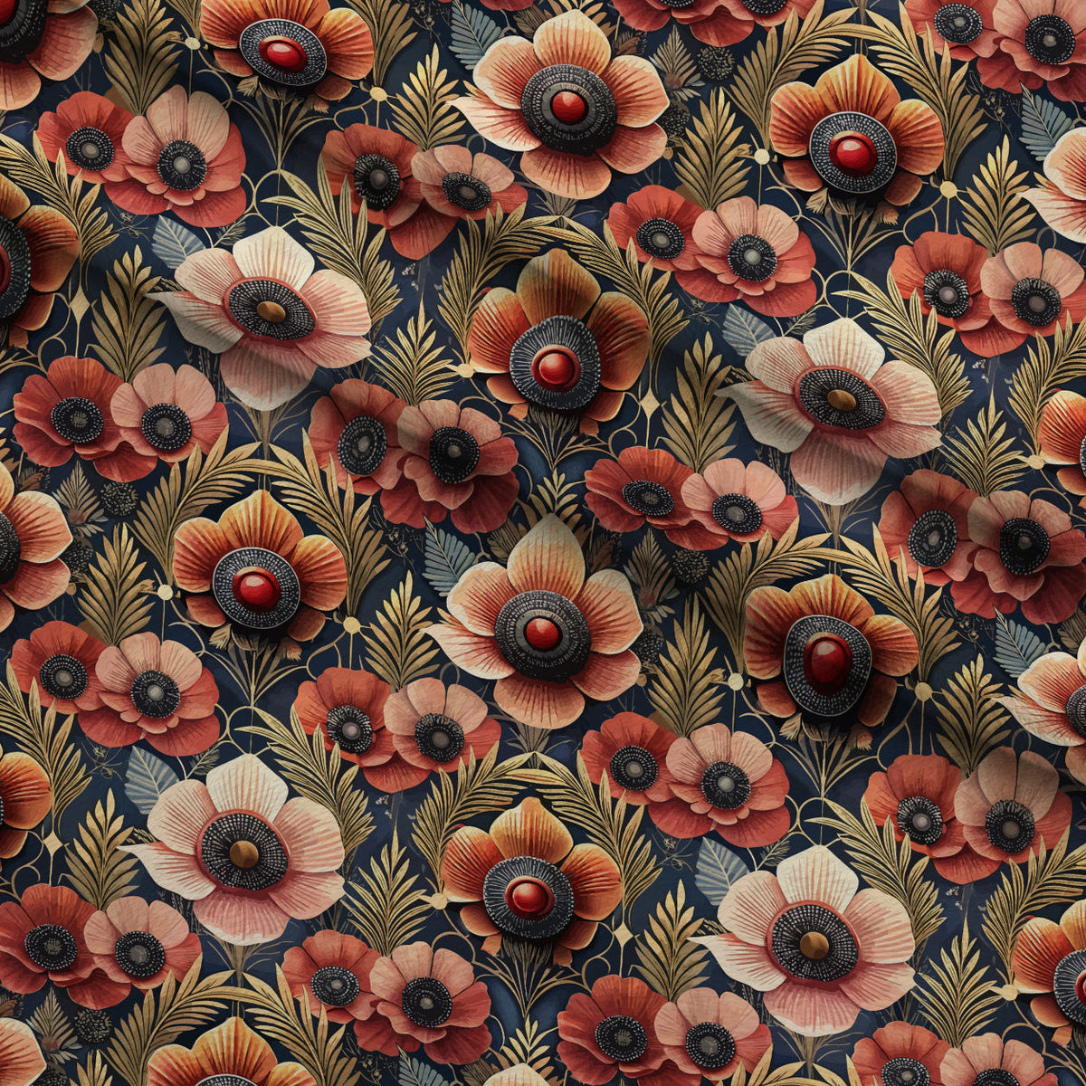 Gilded Jade Blooms Pattern 57 Minky Fabric