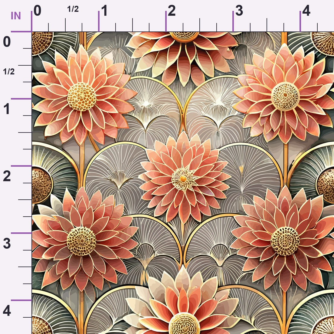 Gilded Jade Blooms Pattern 6 Minky Fabric