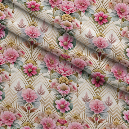 Gilded Jade Blooms Pattern 60 Minky Fabric