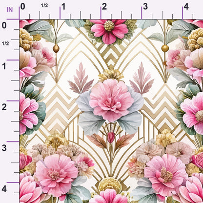 Gilded Jade Blooms Pattern 60 Minky Fabric
