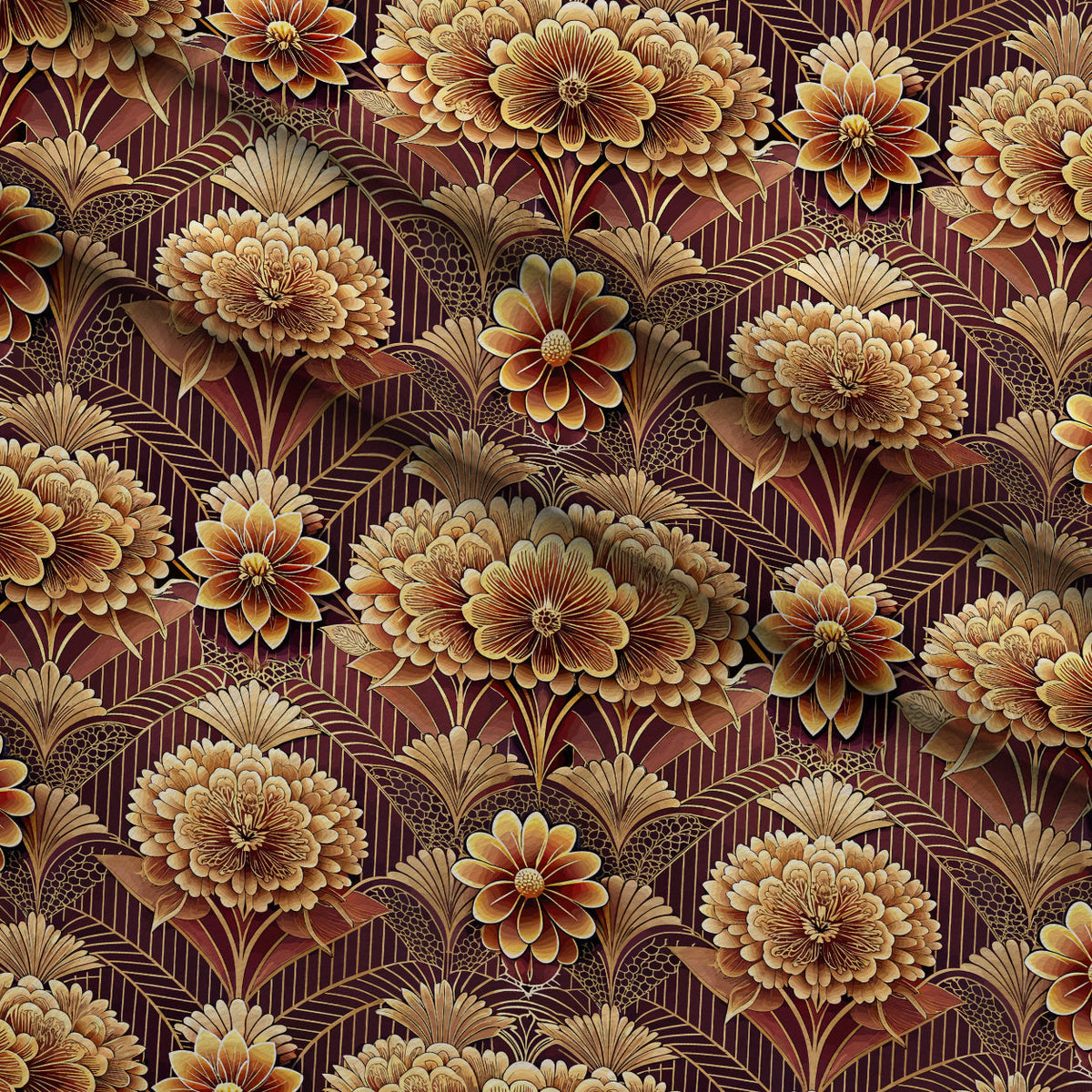 Gilded Jade Blooms Pattern 62 Minky Fabric
