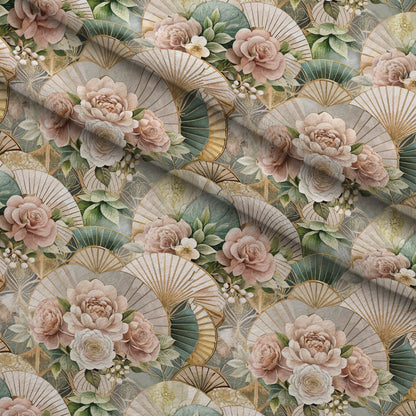 Gilded Jade Blooms Pattern 68 Minky Fabric