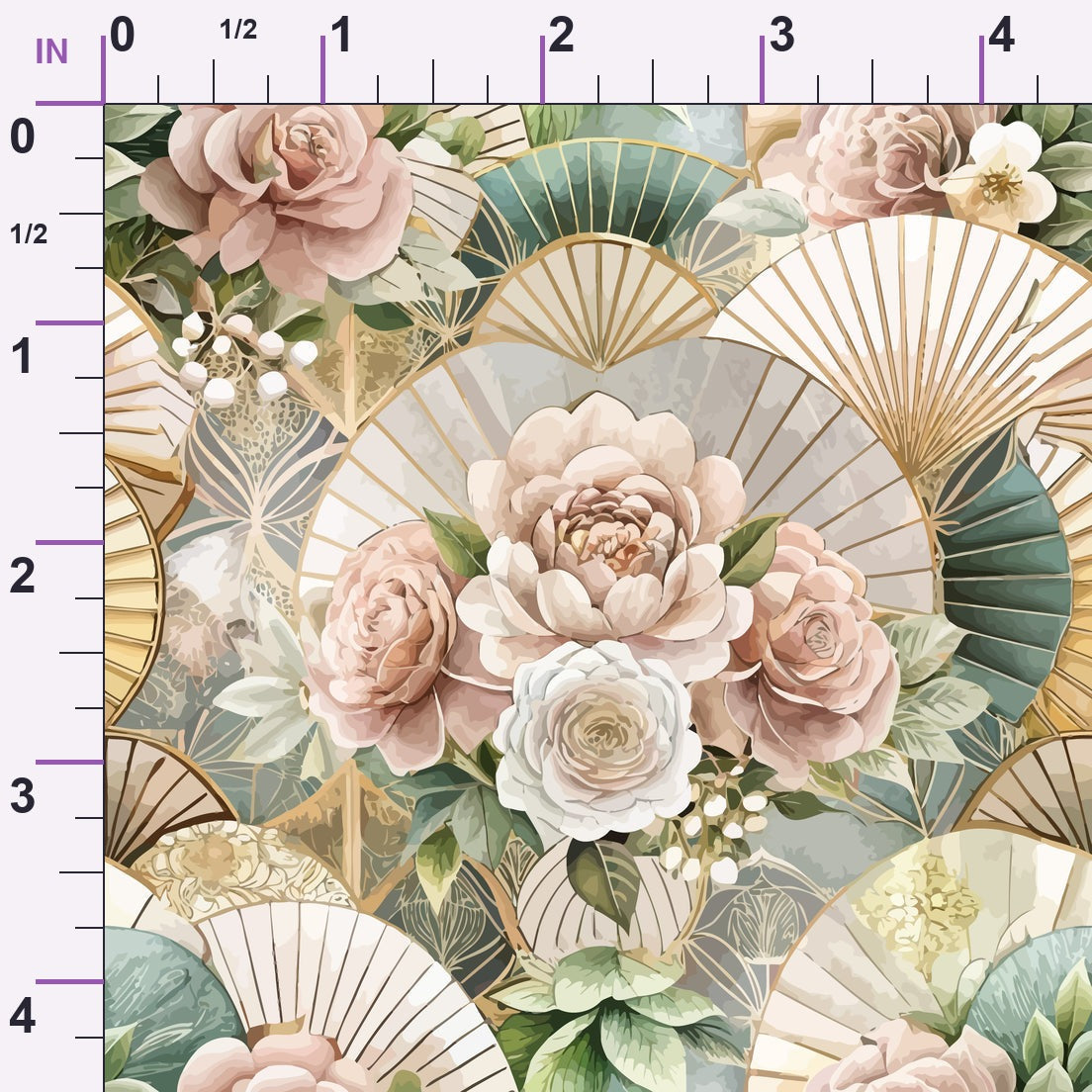 Gilded Jade Blooms Pattern 68 Minky Fabric