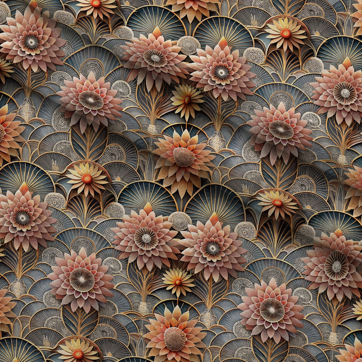 Gilded Jade Blooms Pattern 7 Minky Fabric