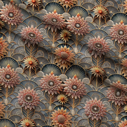 Gilded Jade Blooms Pattern 7 Minky Fabric
