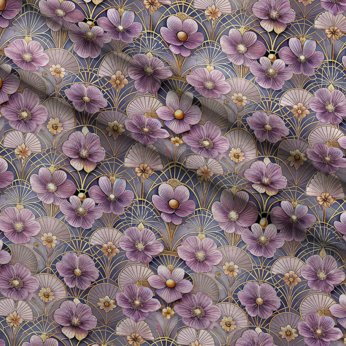 Gilded Jade Blooms Pattern 74 Minky Fabric