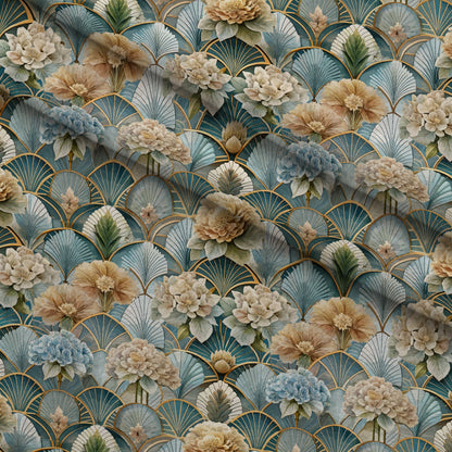 Gilded Jade Blooms Pattern 80 Minky Fabric