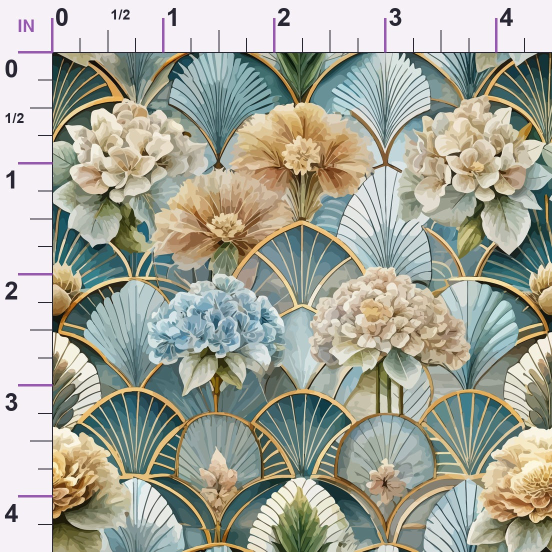 Gilded Jade Blooms Pattern 80 Minky Fabric