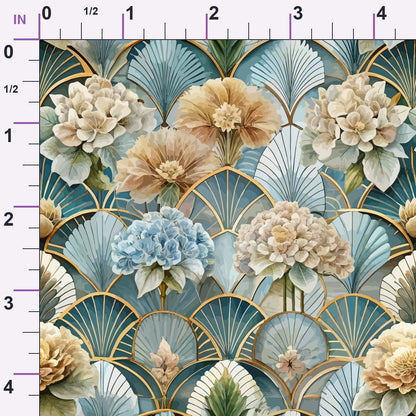 Gilded Jade Blooms Pattern 80 Minky Fabric