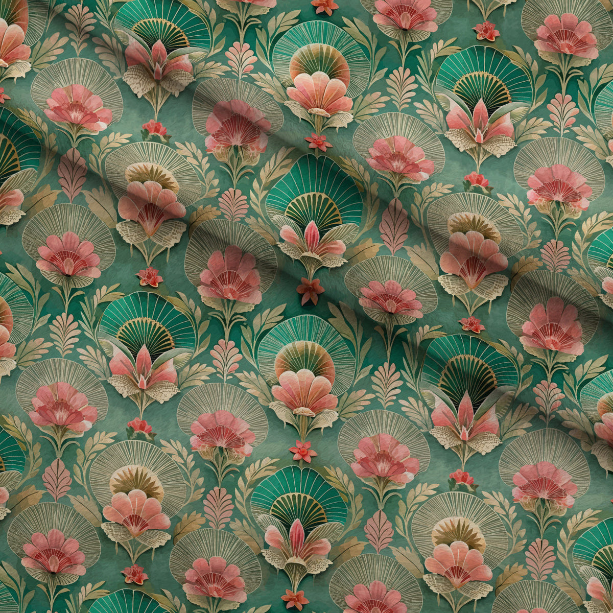 Gilded Jade Blooms Pattern 81 Minky Fabric