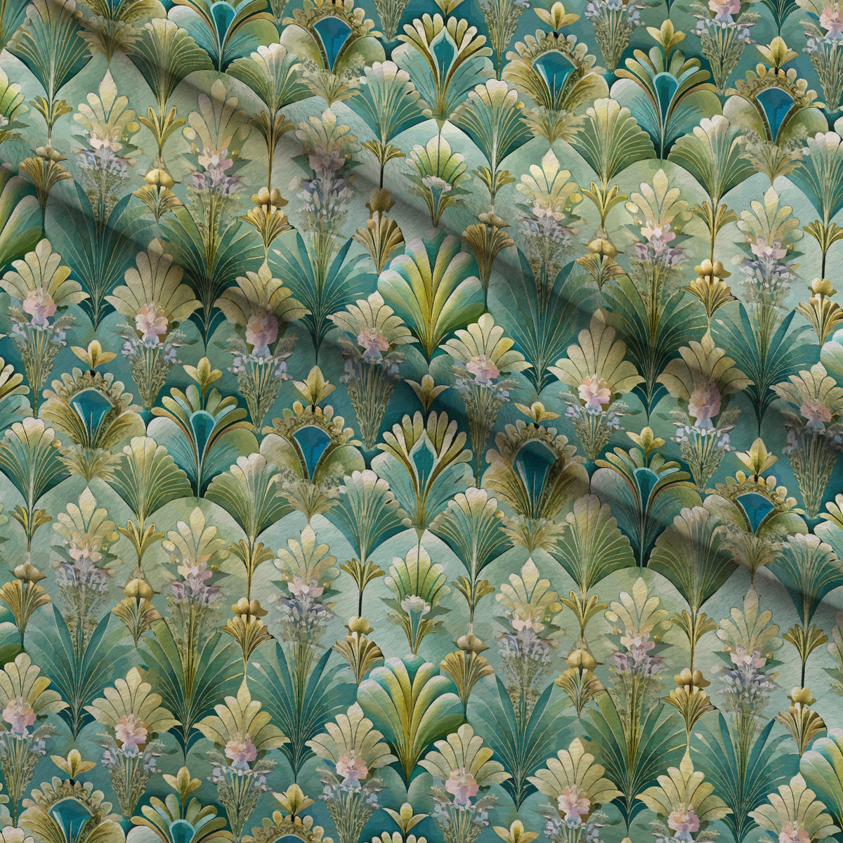 Gilded Jade Blooms Pattern 85 Minky Fabric