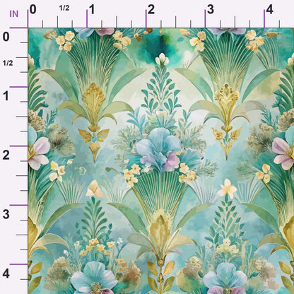 Gilded Jade Blooms Pattern 86 Minky Fabric