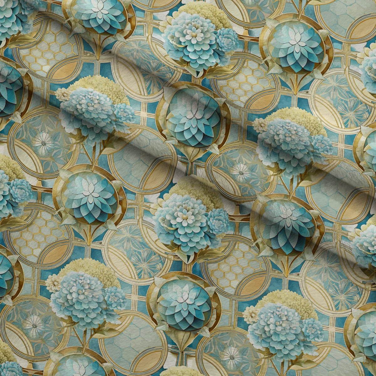 Gilded Jade Blooms Pattern 88 Minky Fabric
