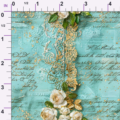 Gilded Lace Script Pattern 1 Minky Fabric