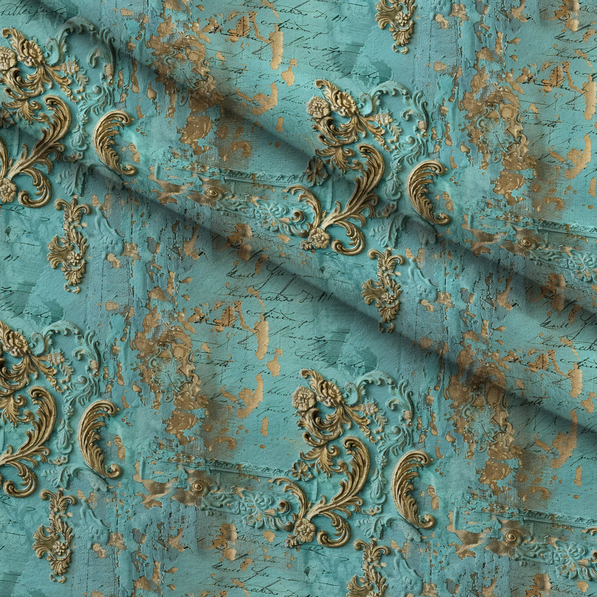Gilded Lace Script Pattern 10 Minky Fabric