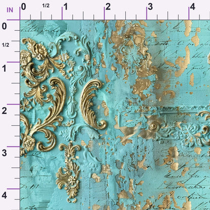 Gilded Lace Script Pattern 10 Minky Fabric
