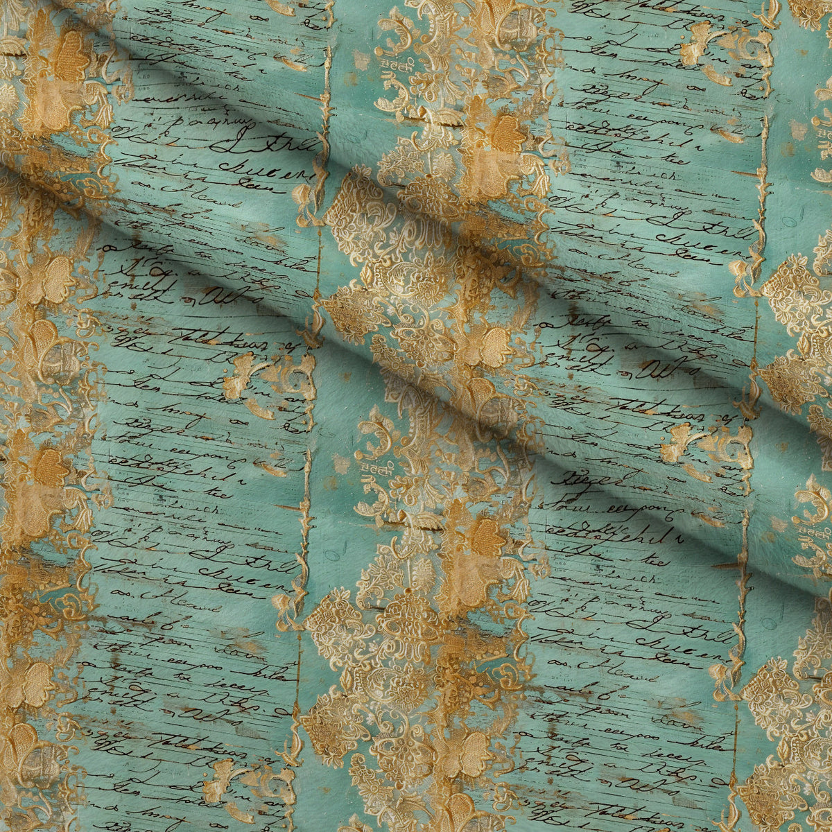 Gilded Lace Script Pattern 11 Minky Fabric