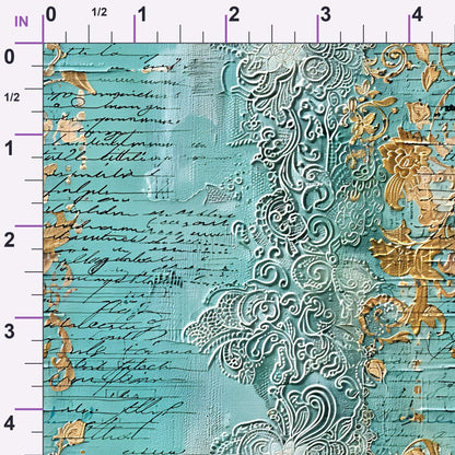 Gilded Lace Script Pattern 12 Minky Fabric