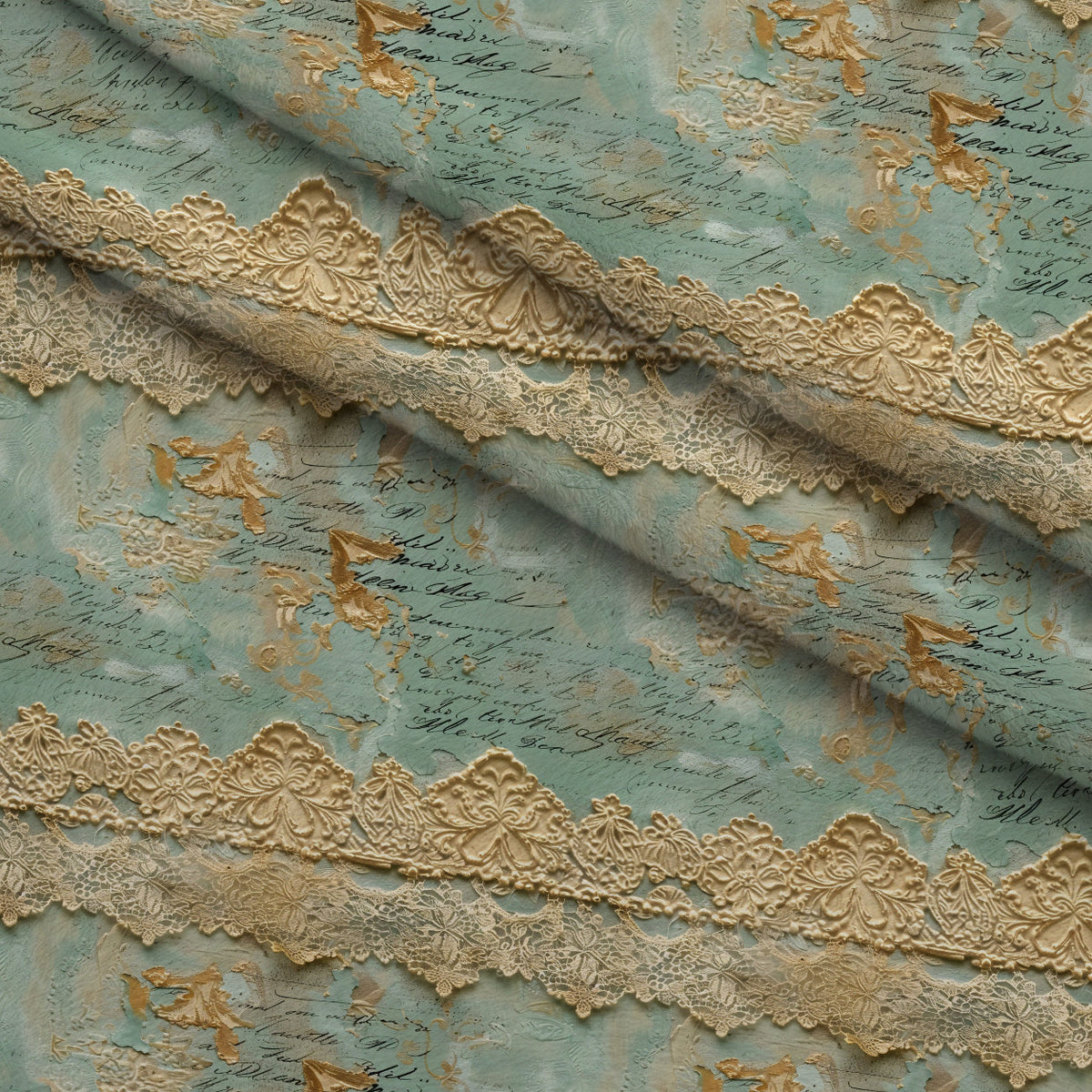 Gilded Lace Script Pattern 13 Minky Fabric