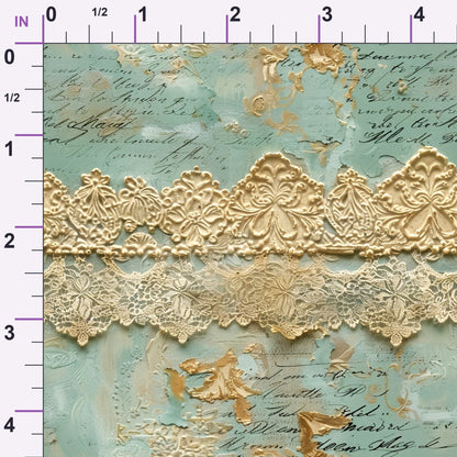 Gilded Lace Script Pattern 13 Minky Fabric