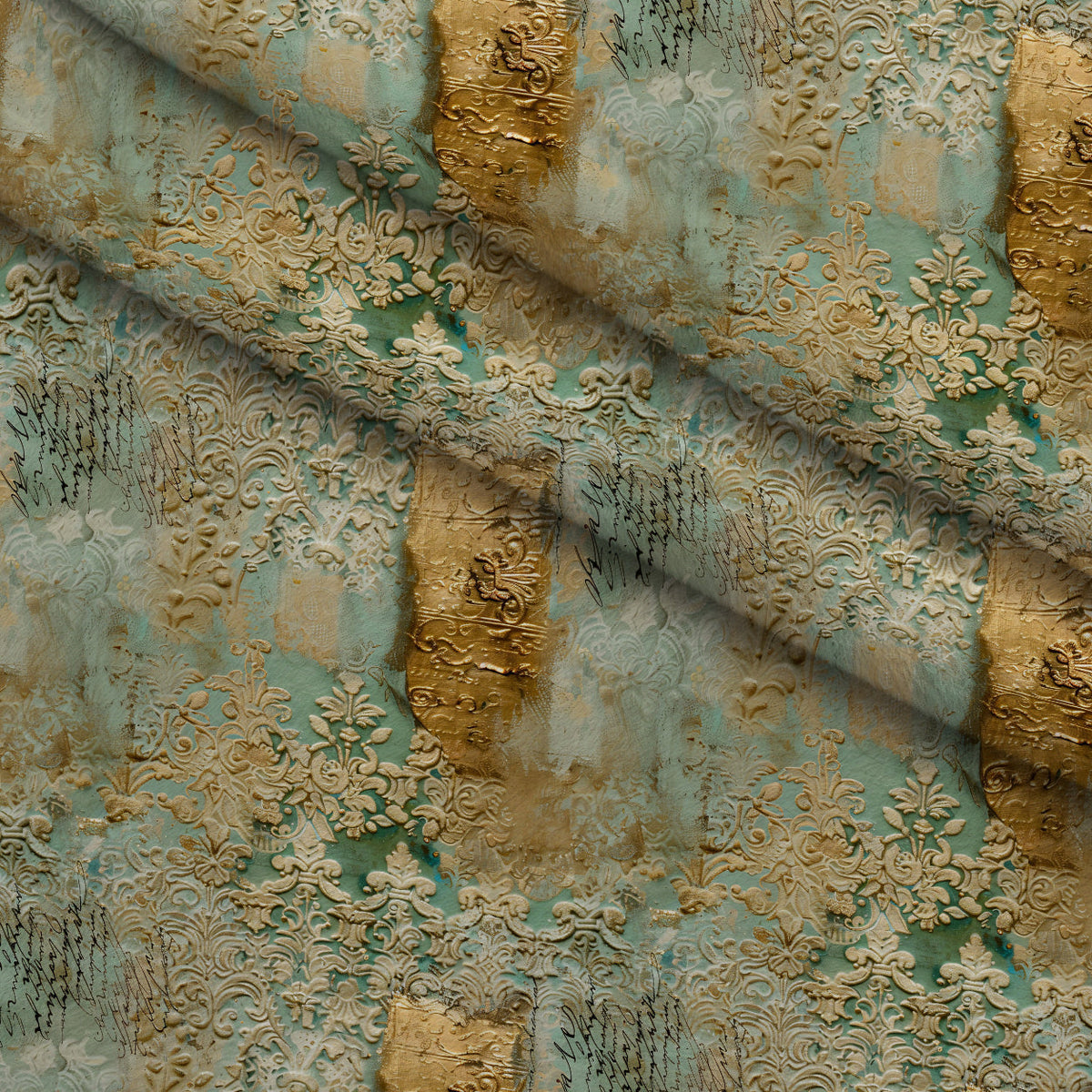 Gilded Lace Script Pattern 14 Minky Fabric
