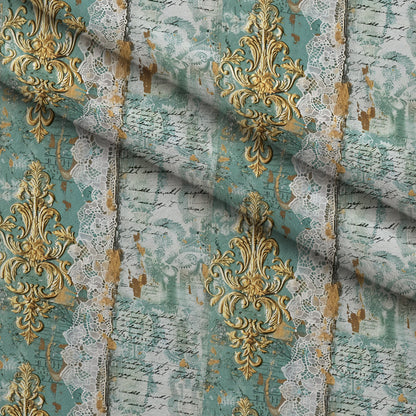 Gilded Lace Script Pattern 15 Minky Fabric