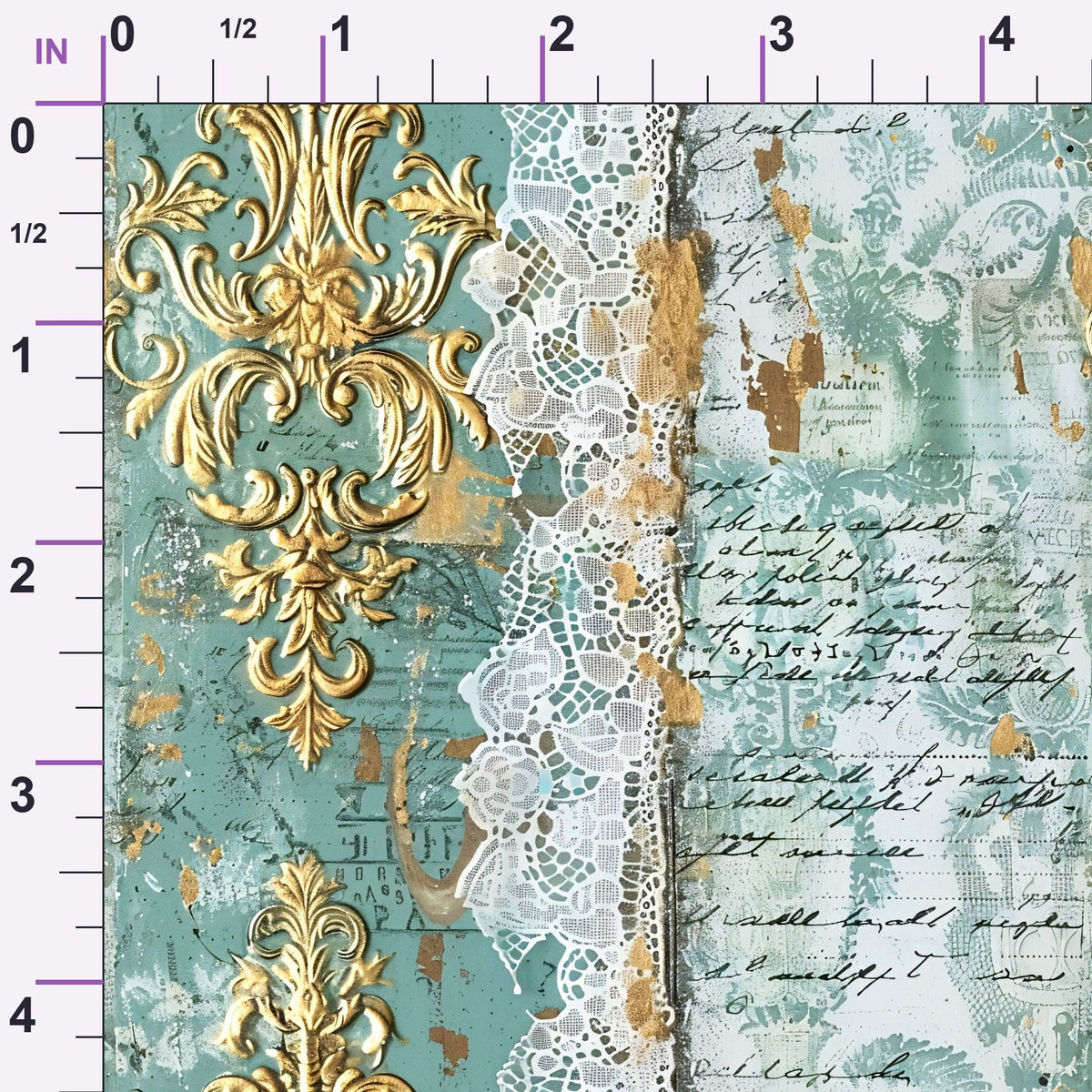 Gilded Lace Script Pattern 15 Minky Fabric