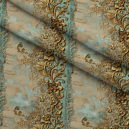 Gilded Lace Script Pattern 16 Minky Fabric