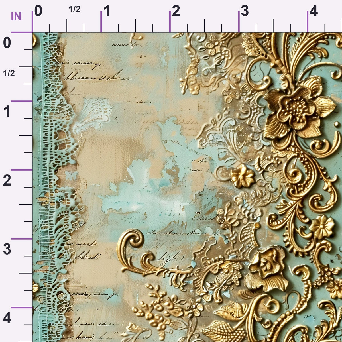 Gilded Lace Script Pattern 16 Minky Fabric
