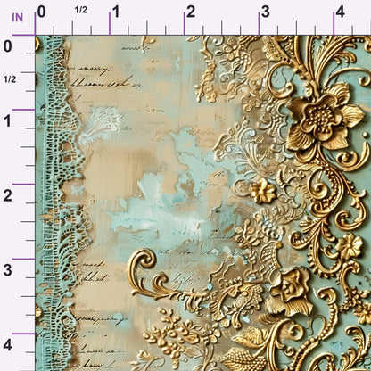 Gilded Lace Script Pattern 16 Minky Fabric