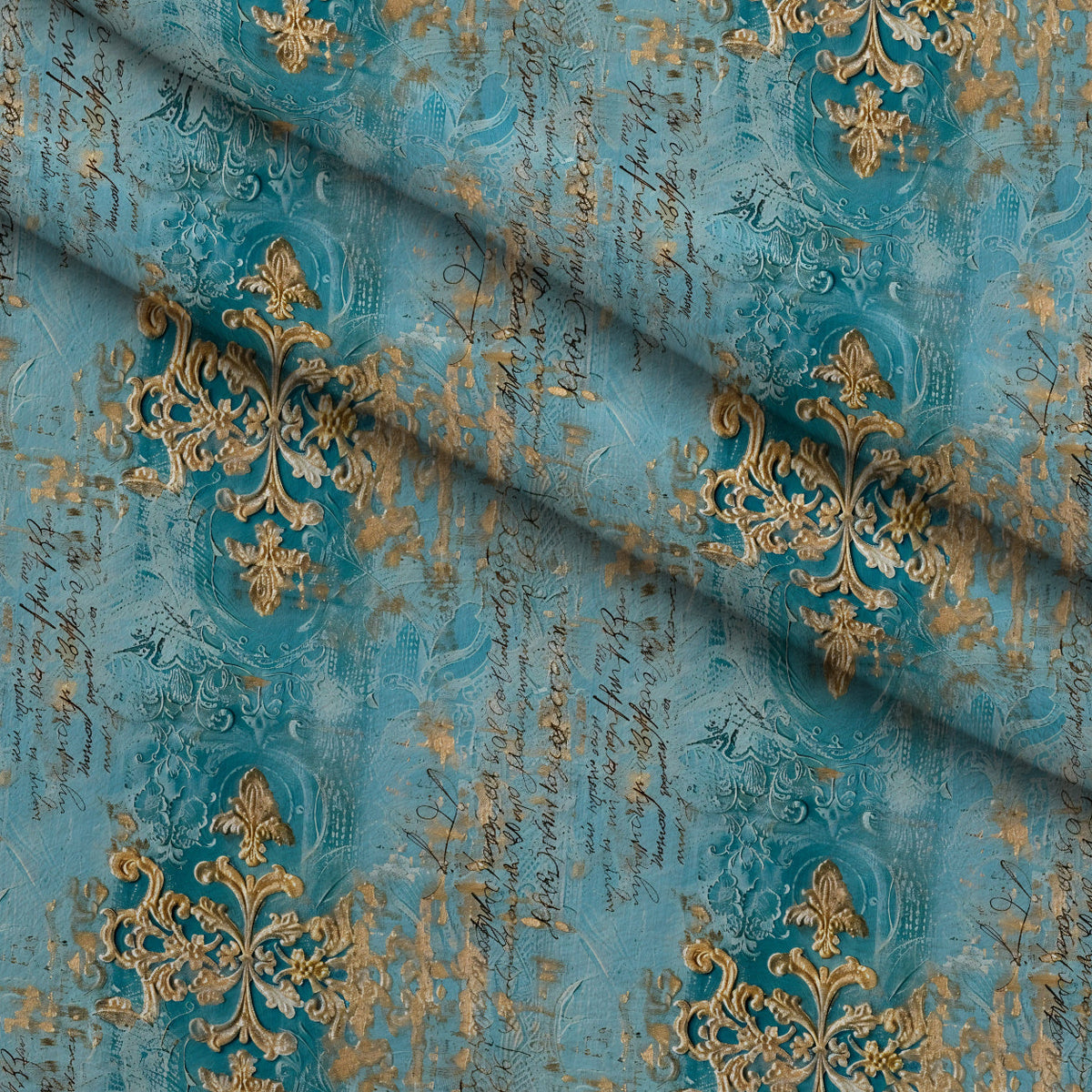 Gilded Lace Script Pattern 17 Minky Fabric