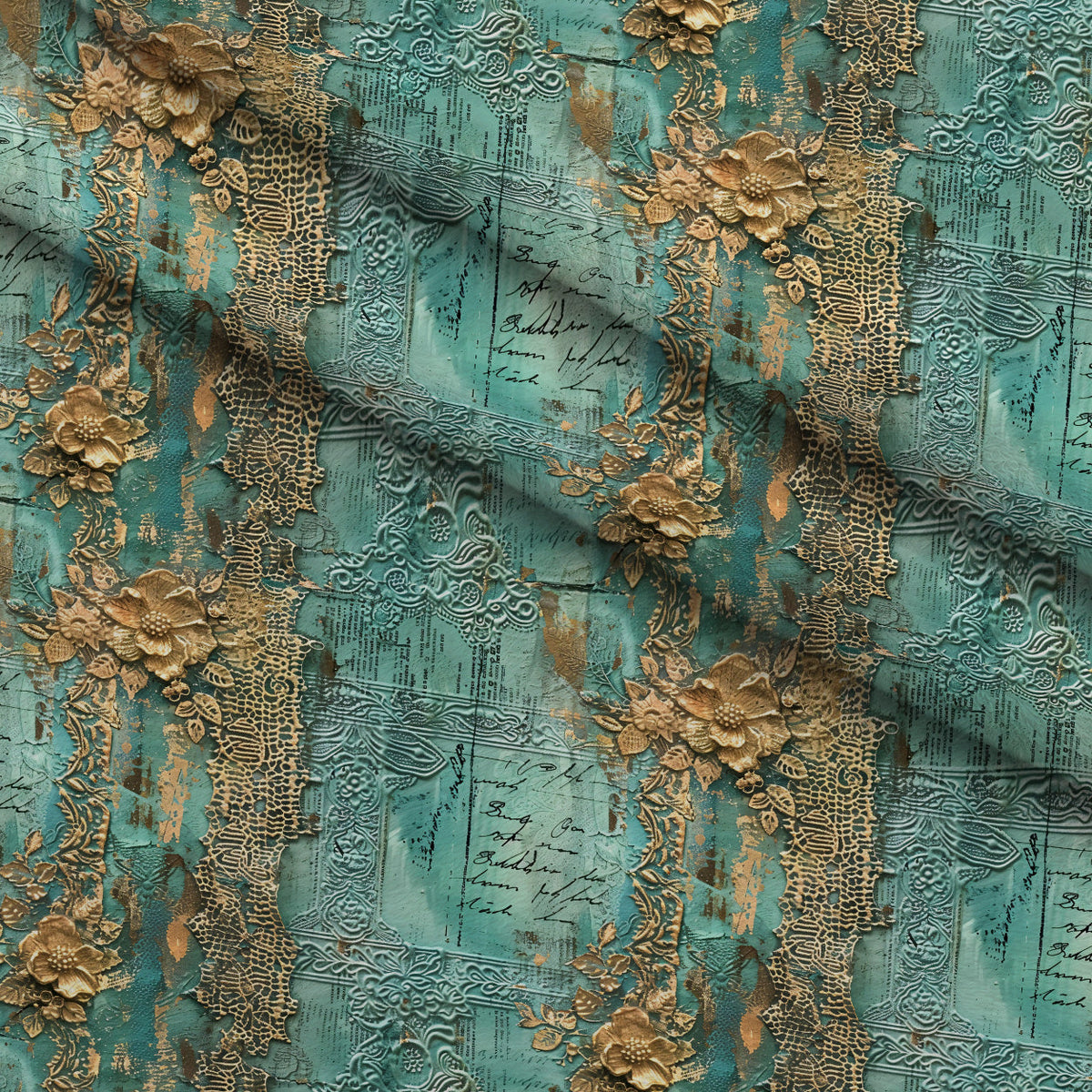Gilded Lace Script Pattern 18 Minky Fabric