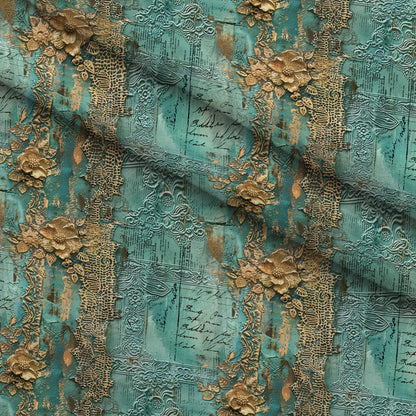 Gilded Lace Script Pattern 18 Minky Fabric