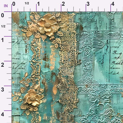 Gilded Lace Script Pattern 18 Minky Fabric