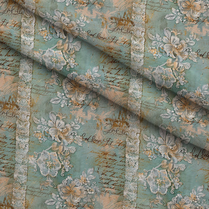 Gilded Lace Script Pattern 2 Minky Fabric