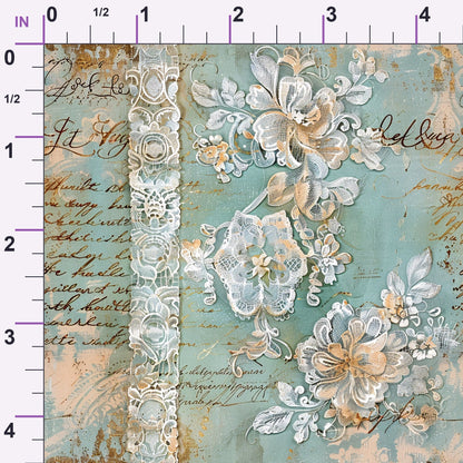 Gilded Lace Script Pattern 2 Minky Fabric