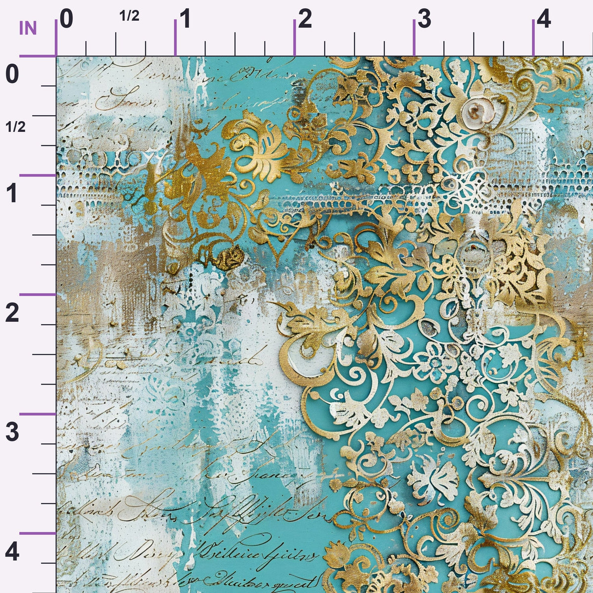 Gilded Lace Script Pattern 20 Minky Fabric