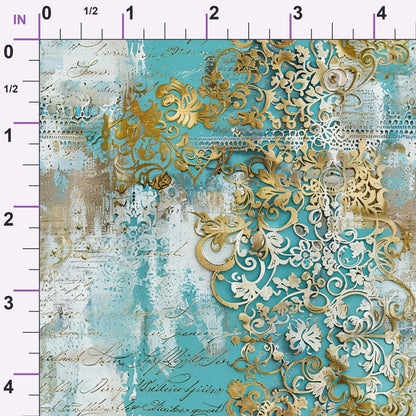 Gilded Lace Script Pattern 20 Minky Fabric