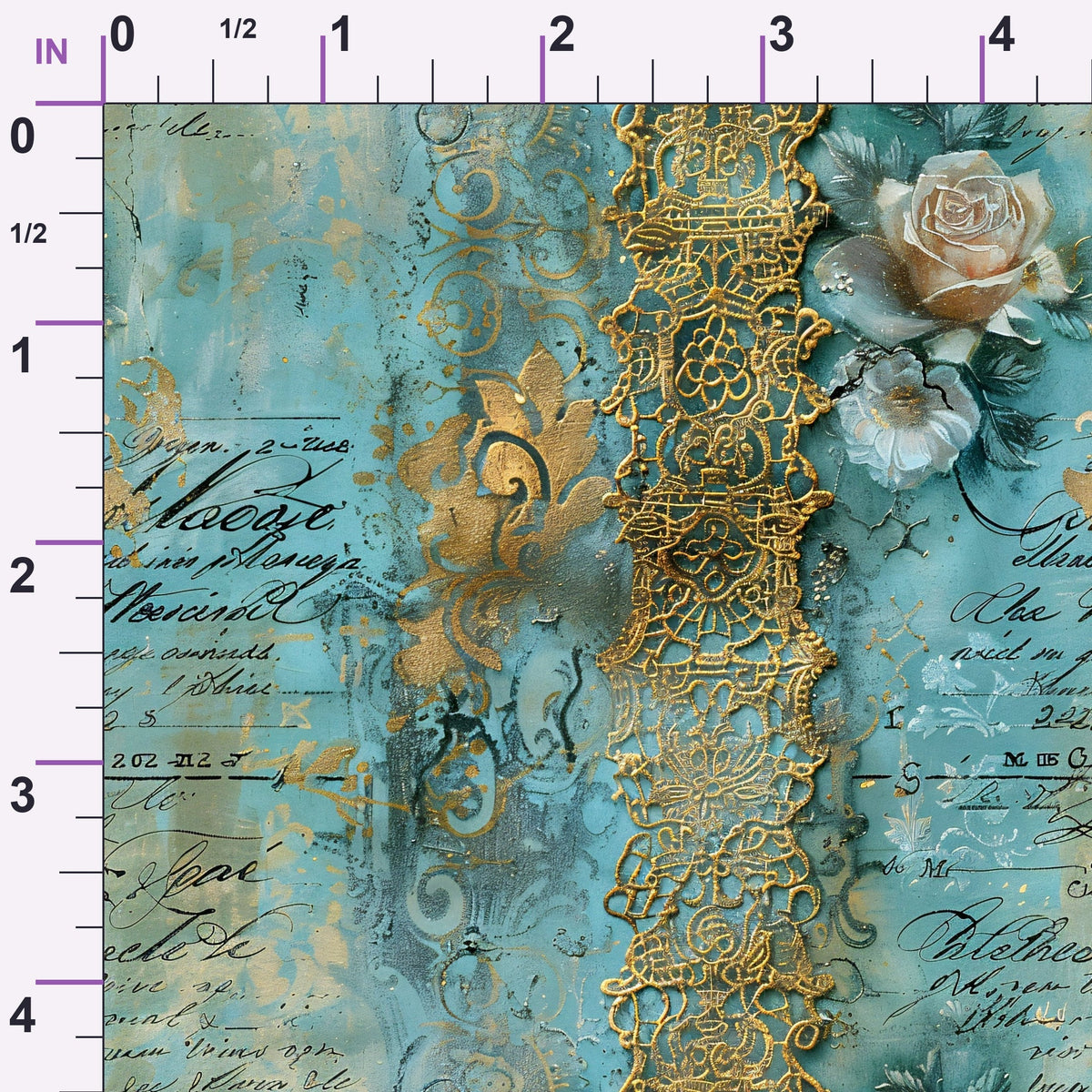 Gilded Lace Script Pattern 3 Minky Fabric