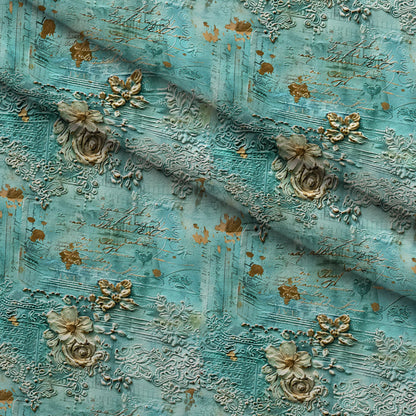 Gilded Lace Script Pattern 4 Minky Fabric
