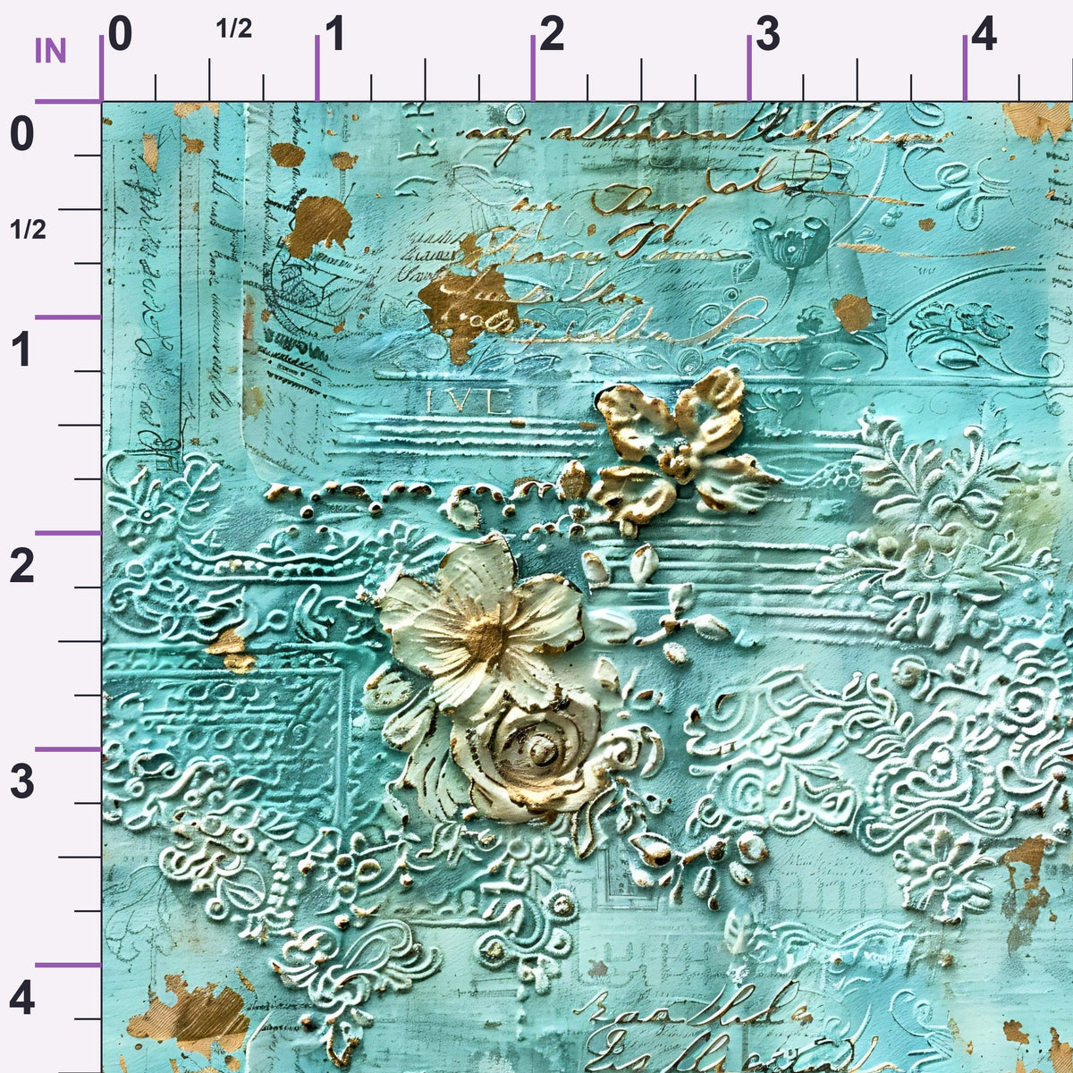 Gilded Lace Script Pattern 4 Minky Fabric