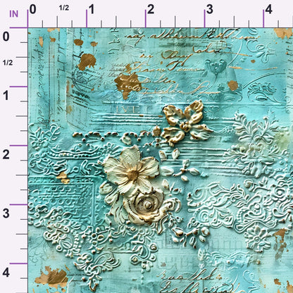 Gilded Lace Script Pattern 4 Minky Fabric